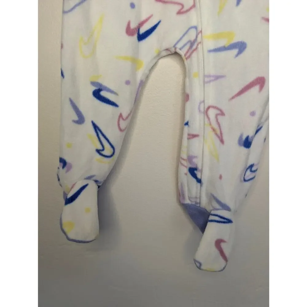 Nike Girls Infant Sleepwear, Nike Check Logo Fleece Sleeper, Sz 9 mos